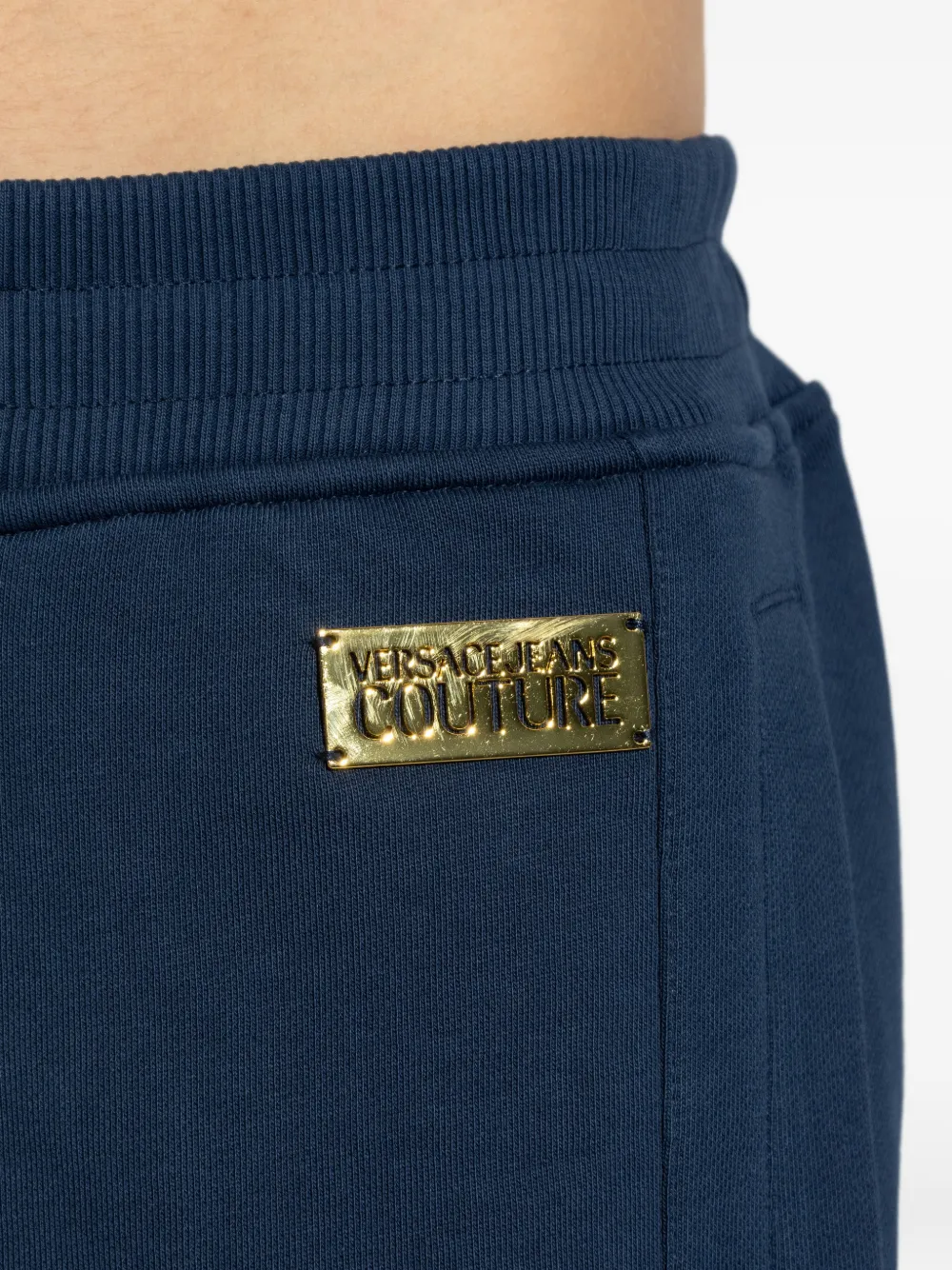 Versace Jeans Couture Katoenen shorts met trekkoord en logopatch Blauw