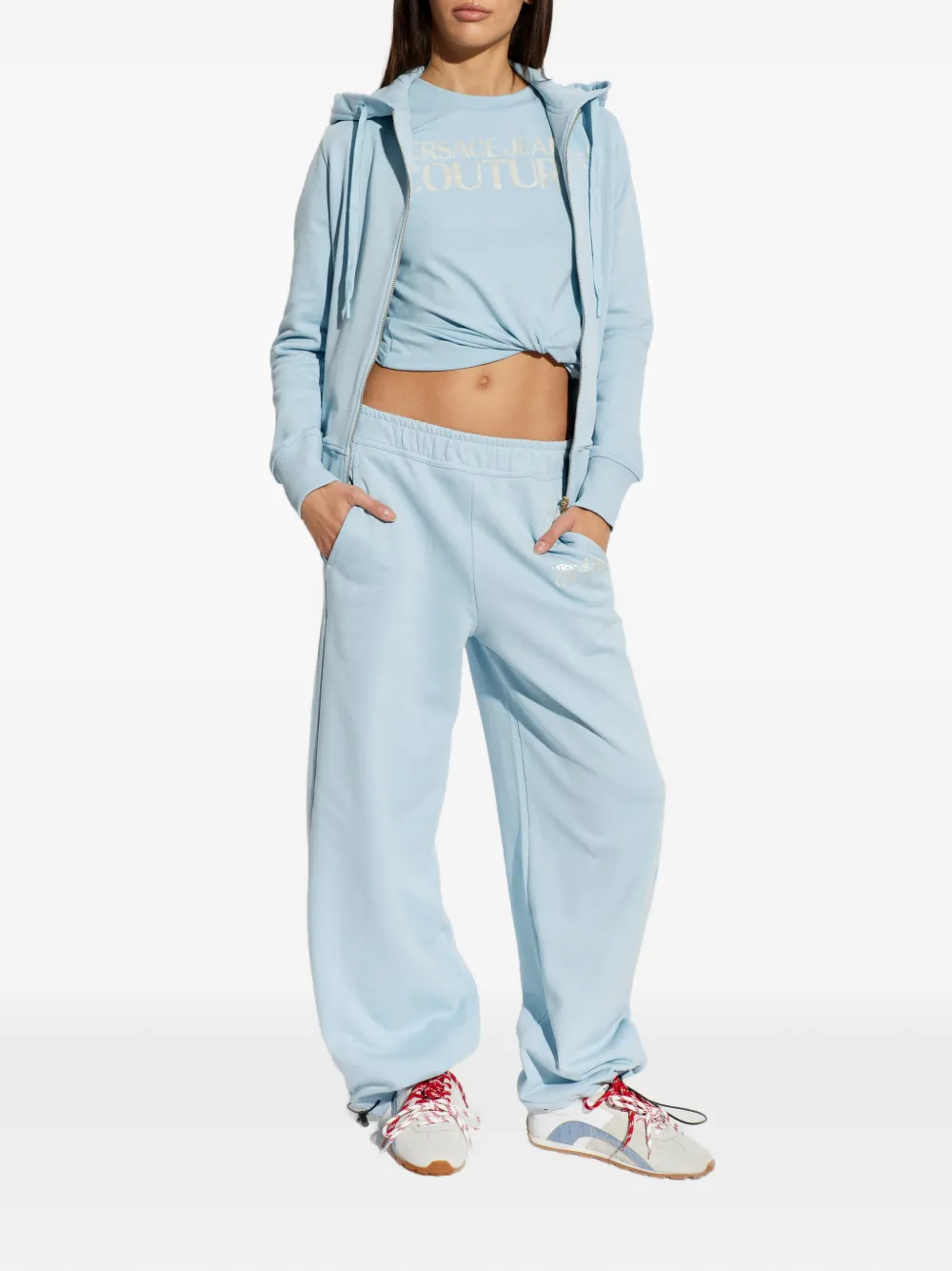 Versace Jeans Couture Broek met logo Blauw