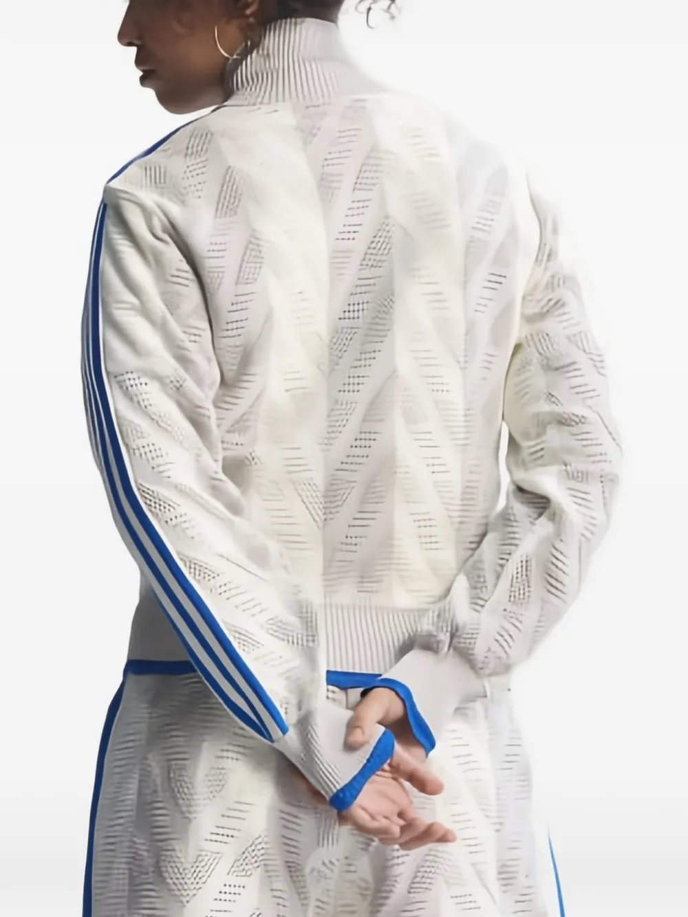 adidas Opengebreide gestreepte sweater Grijs