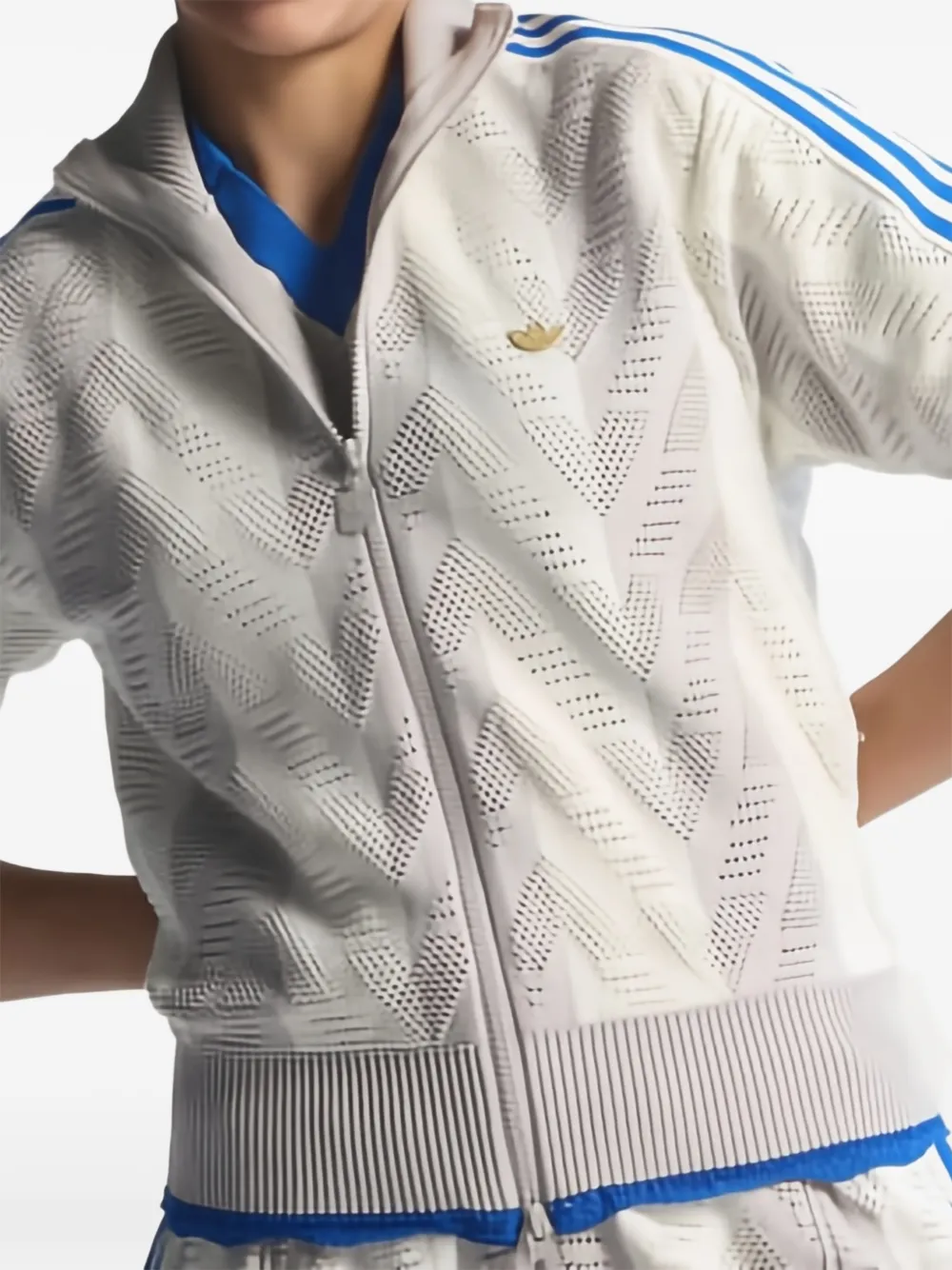 adidas Opengebreide gestreepte sweater Grijs