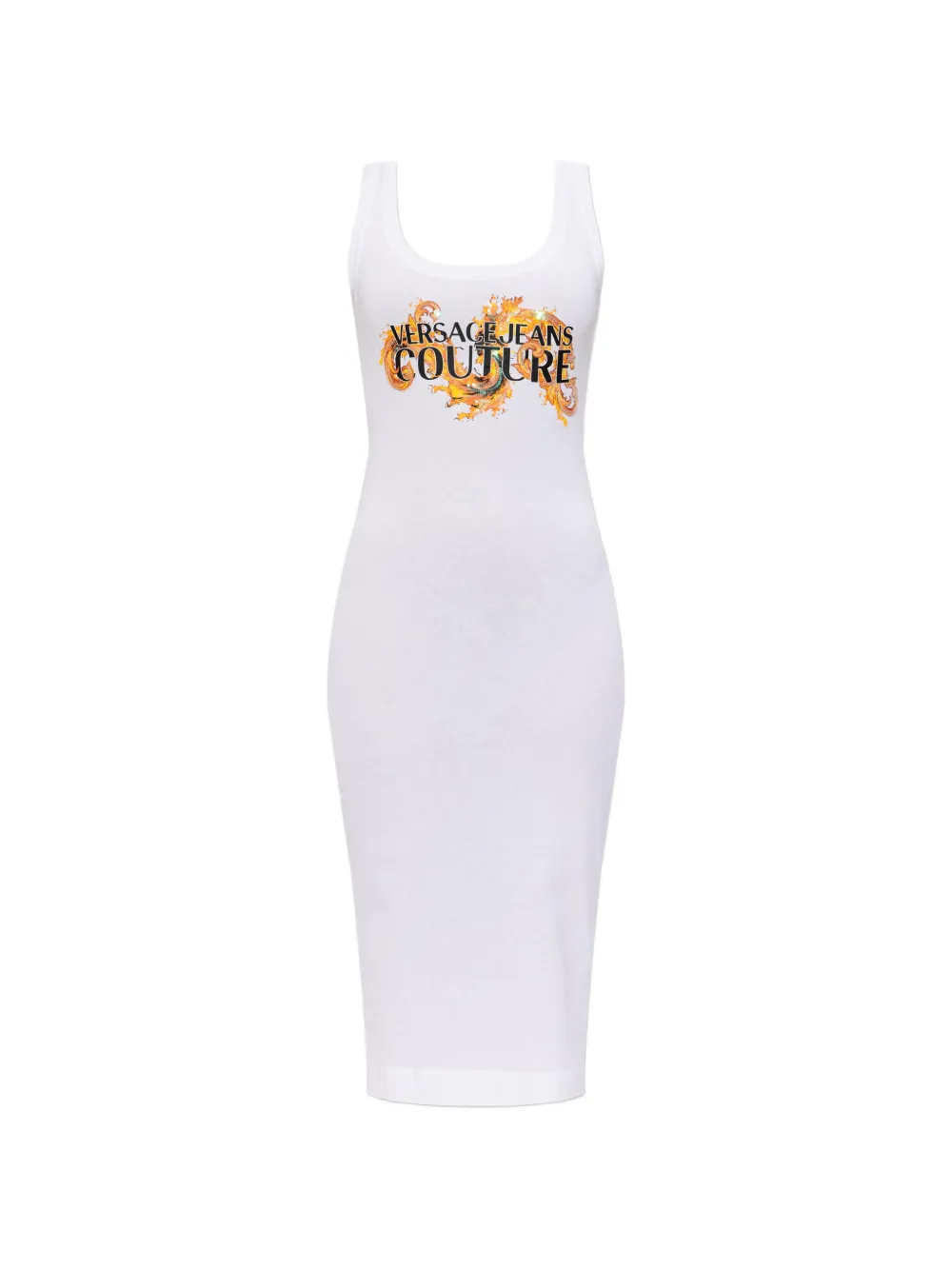 Versace Jeans Couture logo-print midi dress - Bianco