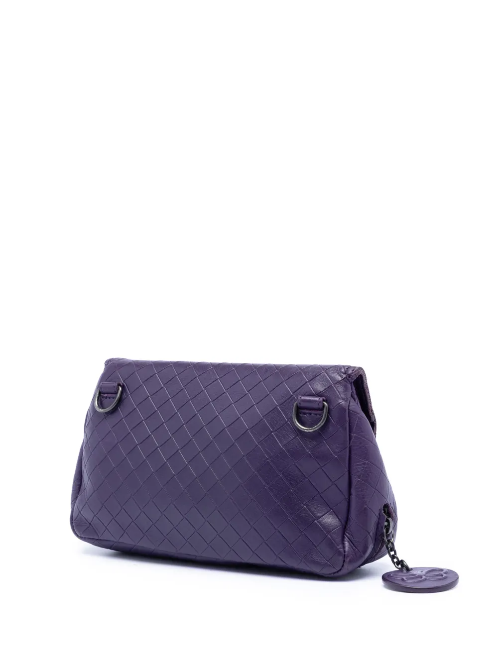  Bottega Veneta Pre-owned 2012-2026 Mini Nappa Intrecciato Expandable Chain Flap Crossbody Bag - Purple 