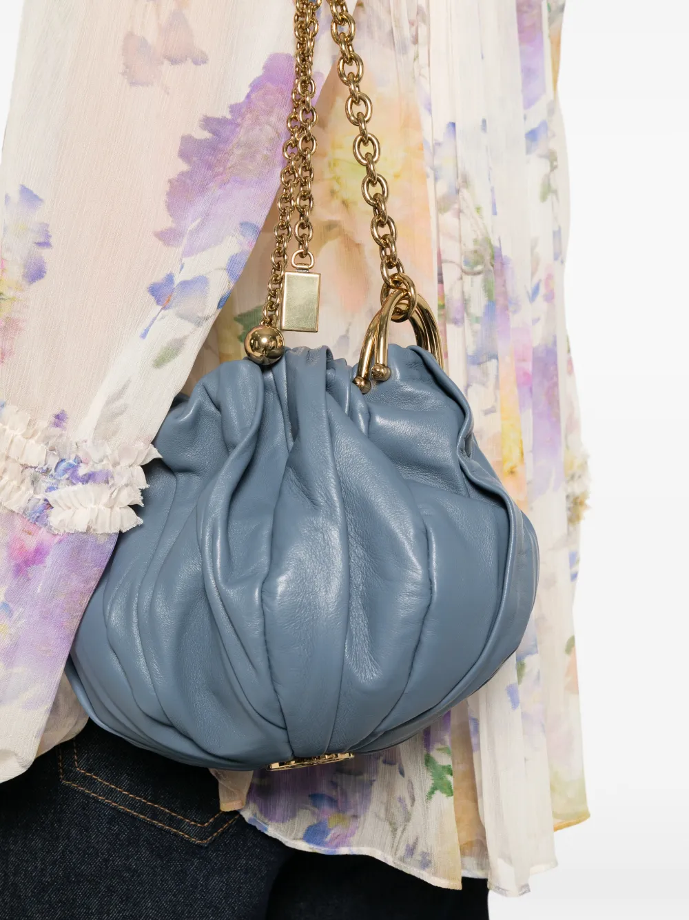 Chloé Plissé schoudertas Blauw