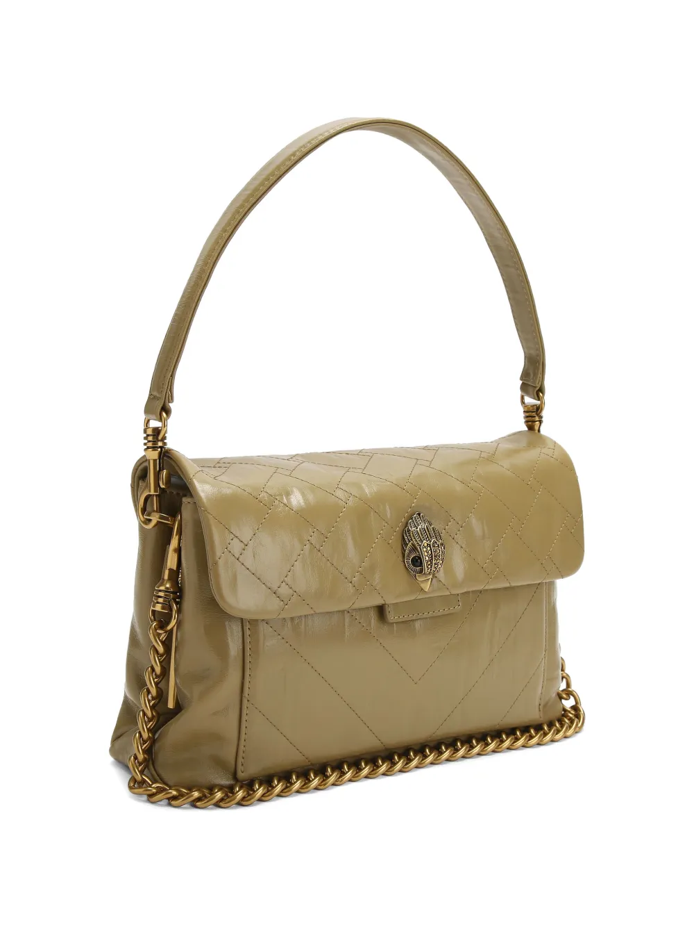 Kurt Geiger London Celia leren schoudertas met ketting Groen