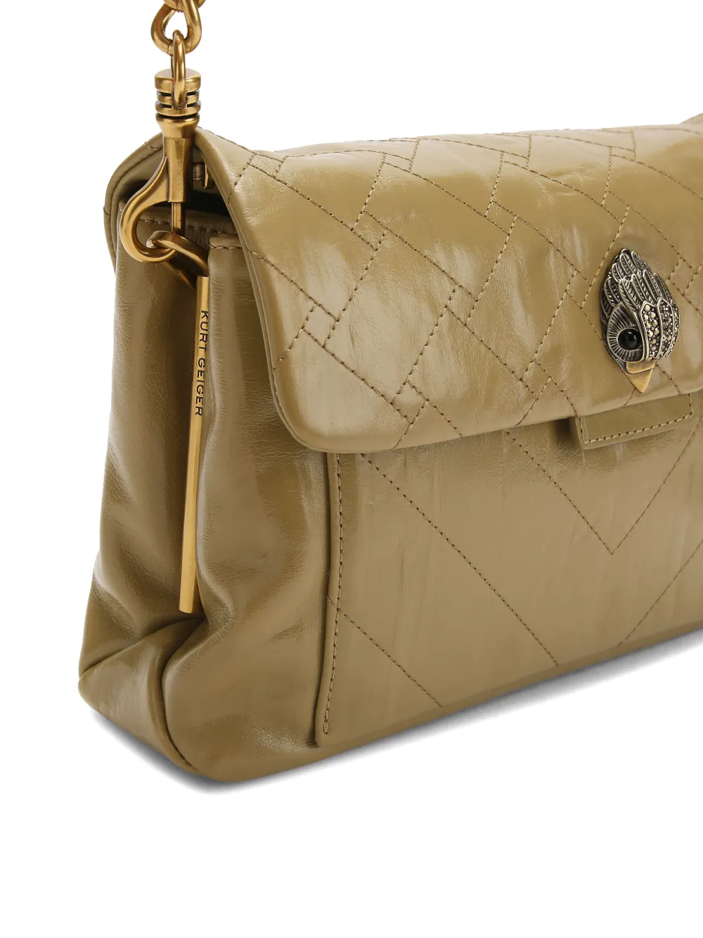 Kurt Geiger London Celia leren schoudertas met ketting Groen