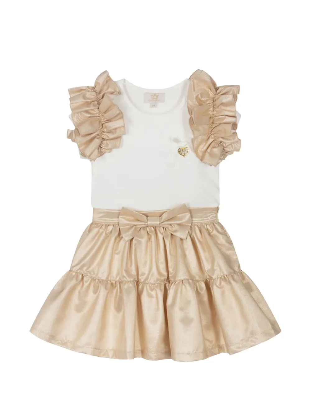 CACHAREL KIDS Set gonna con fiocco e ruches (2 pezzi) - Oro