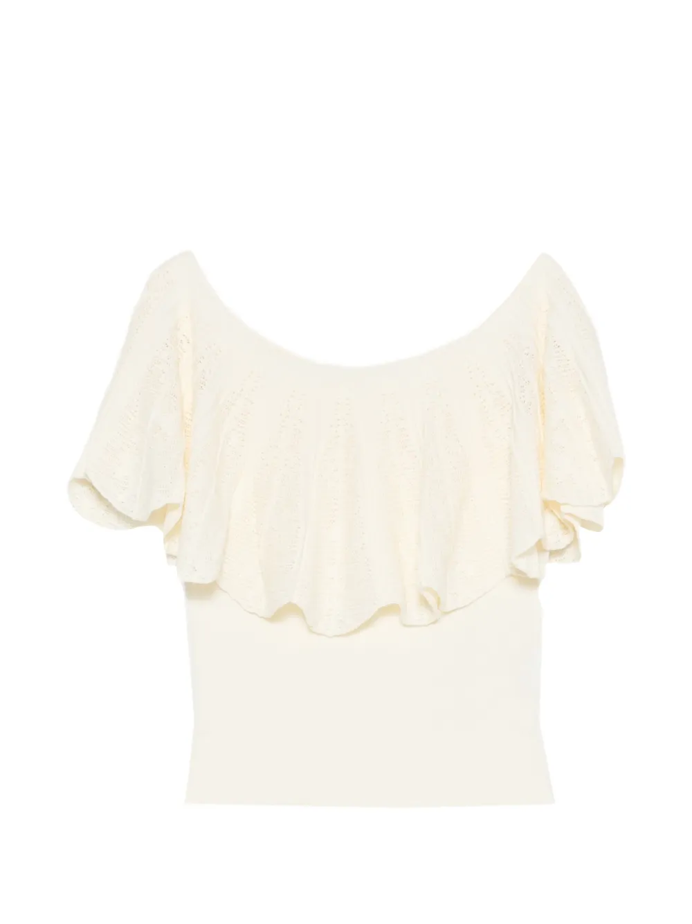 Ba&Sh Salda ruffled pointelle-knit top - Toni neutri