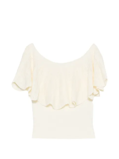 Ba&Sh Salda ruffled pointelle-knit top