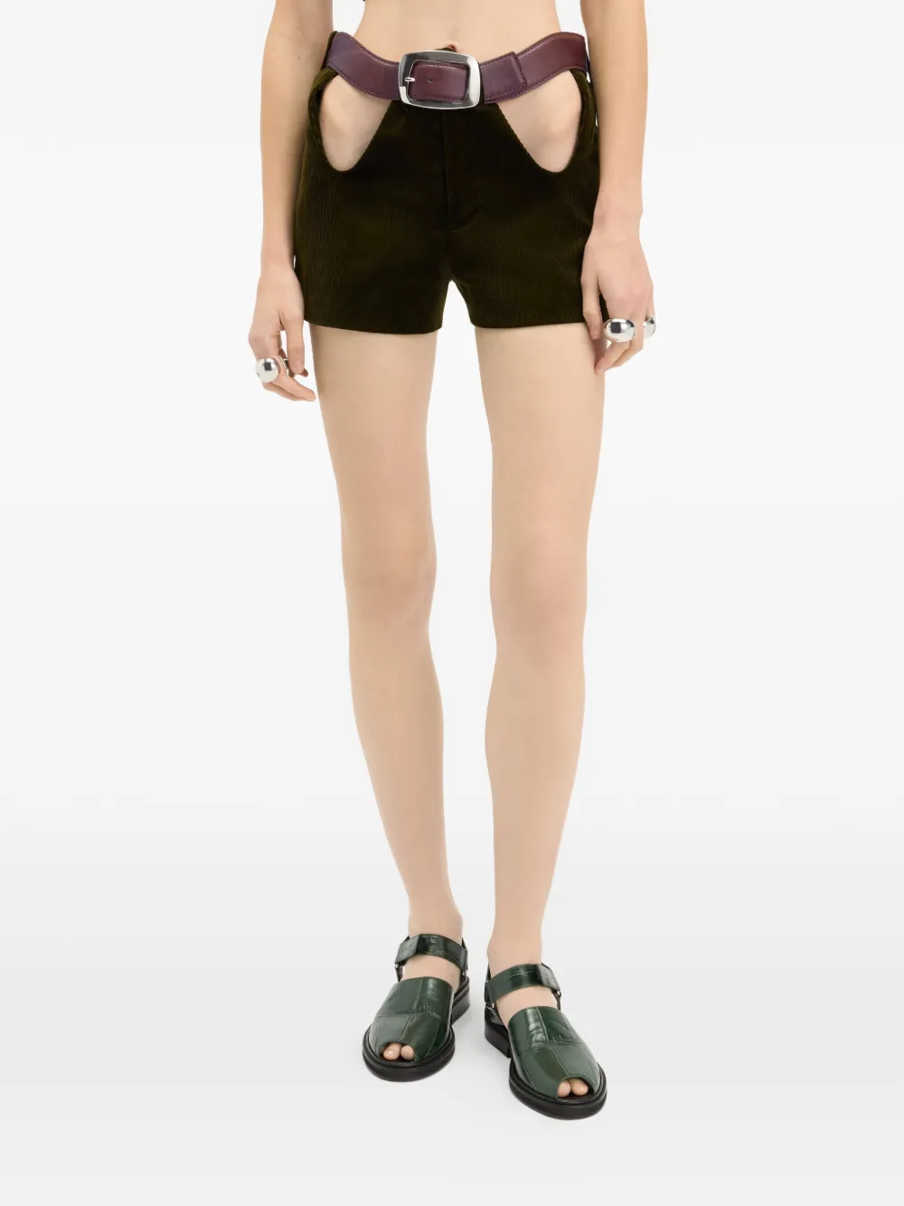 Jean Paul Gaultier Shorts met ceintuur Groen