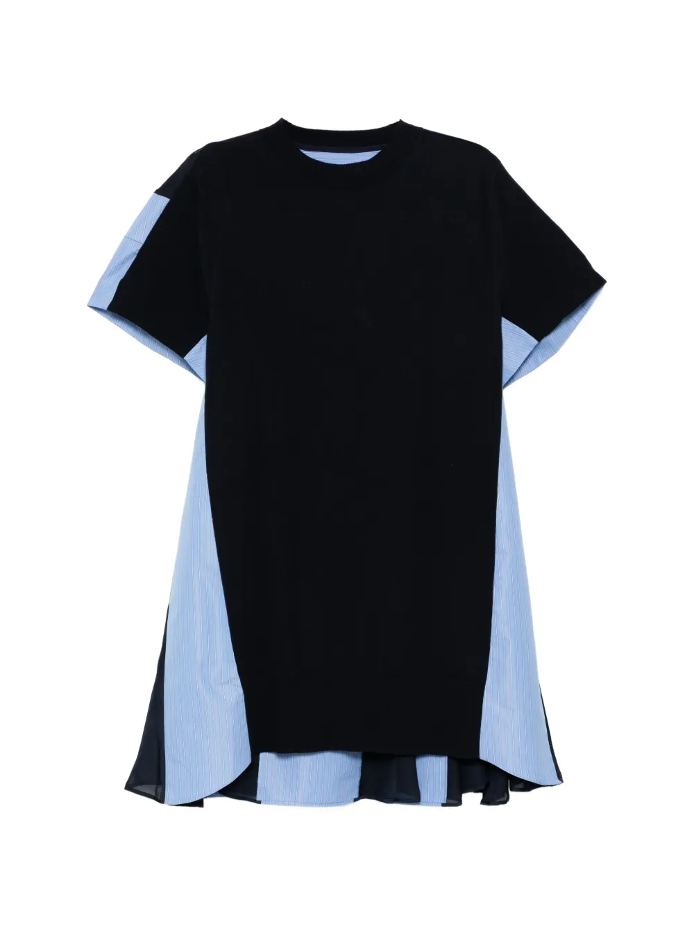 sacai poplin x cotton kinitted dress - Blu