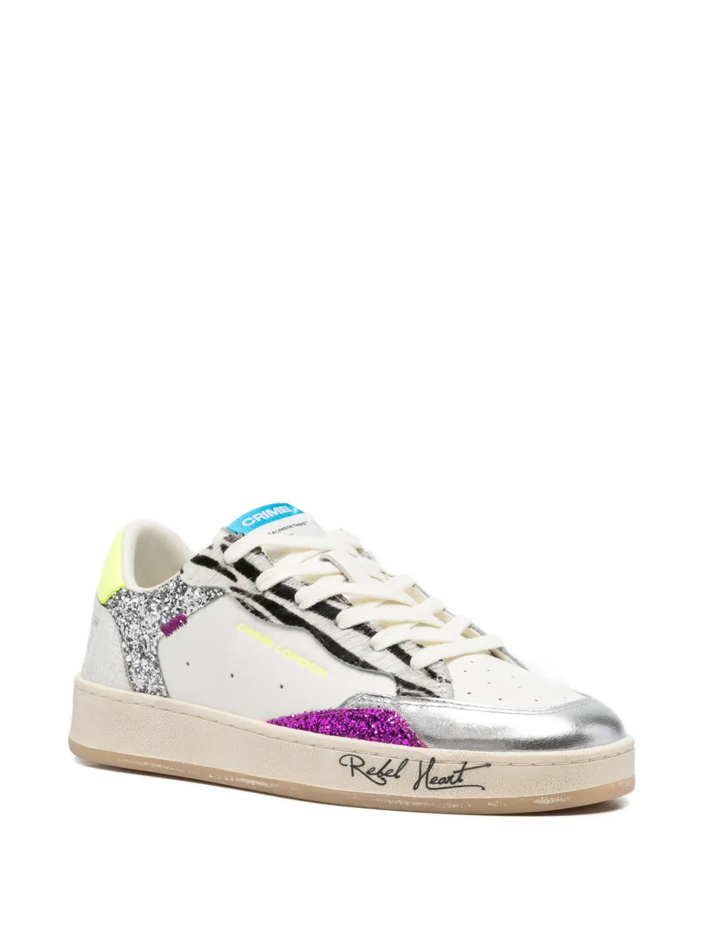 Crime London Chelsea glitter-embellished sneakers Wit