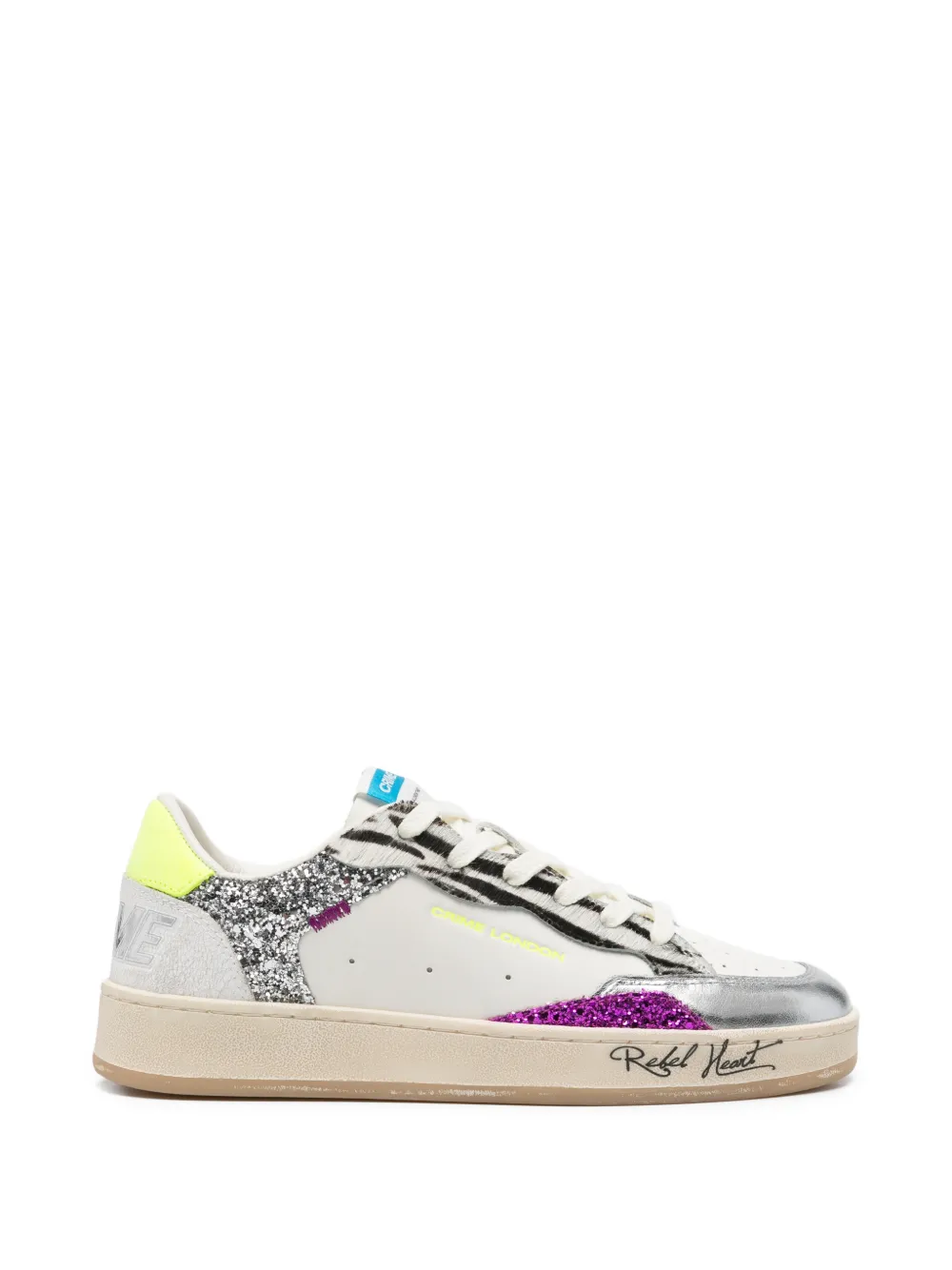 Crime London Chelsea sneakers verfraaid met glitters Wit