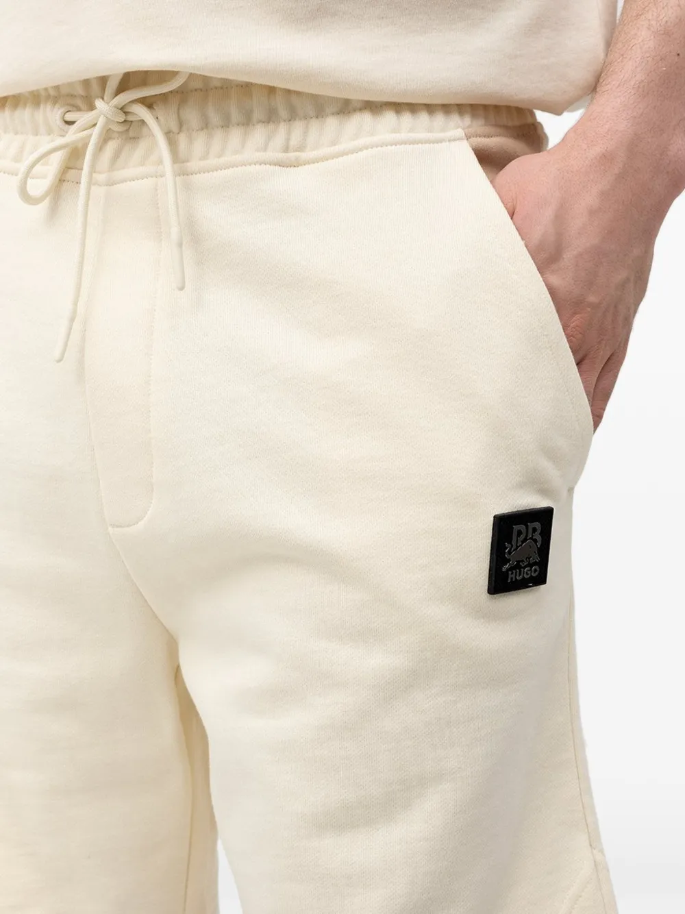  Hugo Drawstring-fastening Logo-patch Shorts - Neutrals 