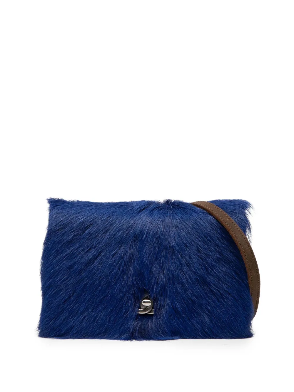 CHANEL Pre-Owned 2013-2014 Paris Edinburgh Fur and Distressed Leather Wallet on Chain crossbody bag - Blu