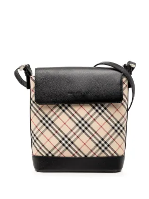 Burberry ナイトチェックキャンバス＆カーフスキンカメラショルダーバッグ Burberry Pre-Owned 2000-2017 1983 ナイト チェック キャンバス