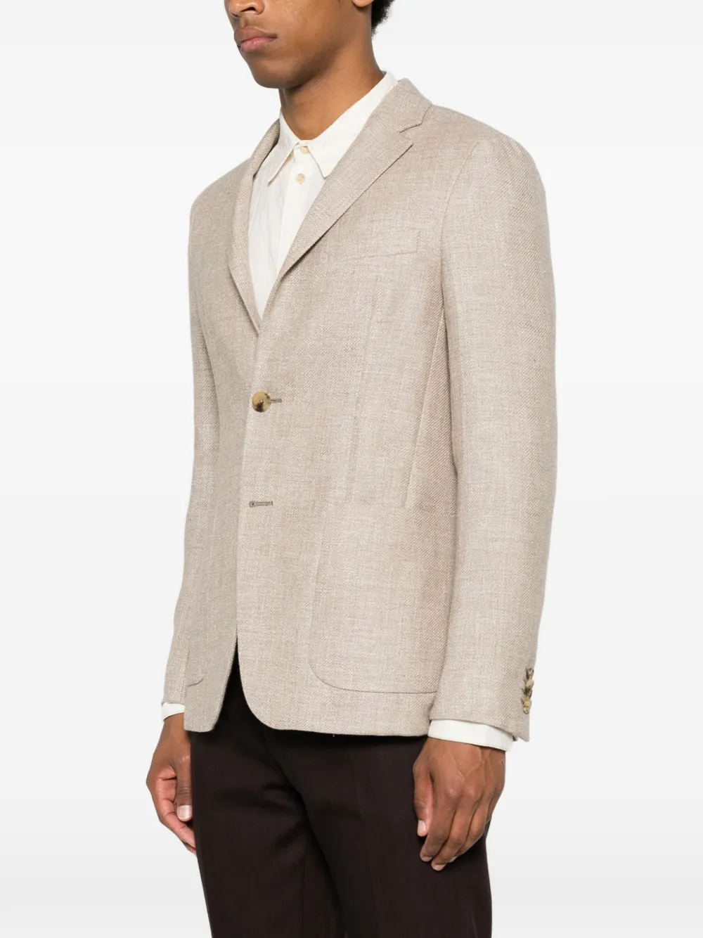 Zegna Blazer met enkele rij knopen Beige