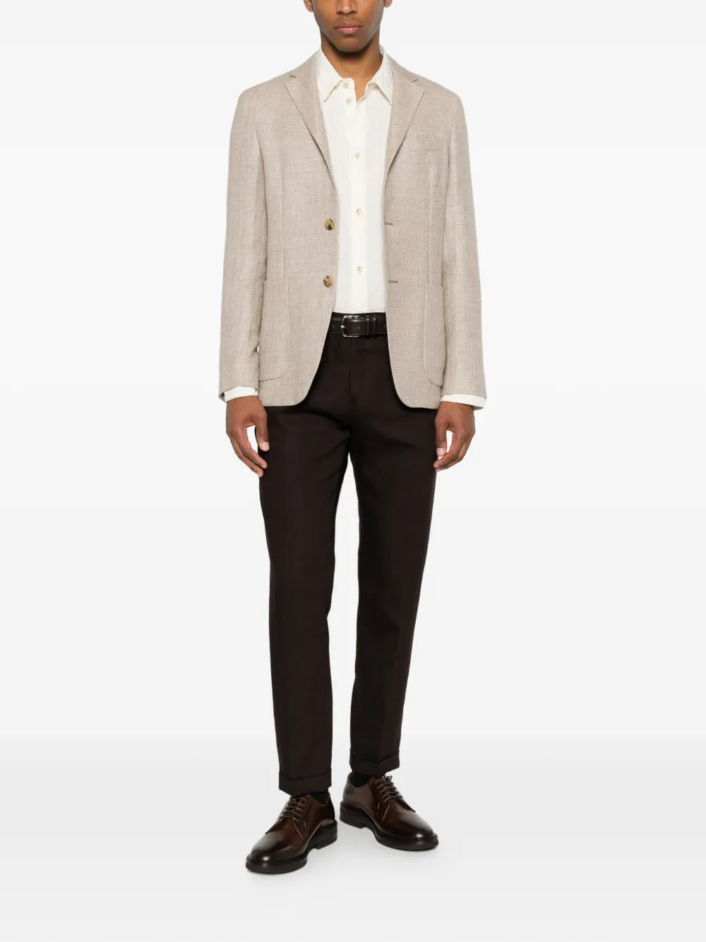Zegna Blazer met enkele rij knopen Beige