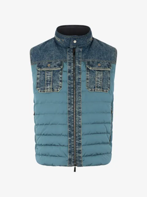 Moorer denim-inserts padded vest