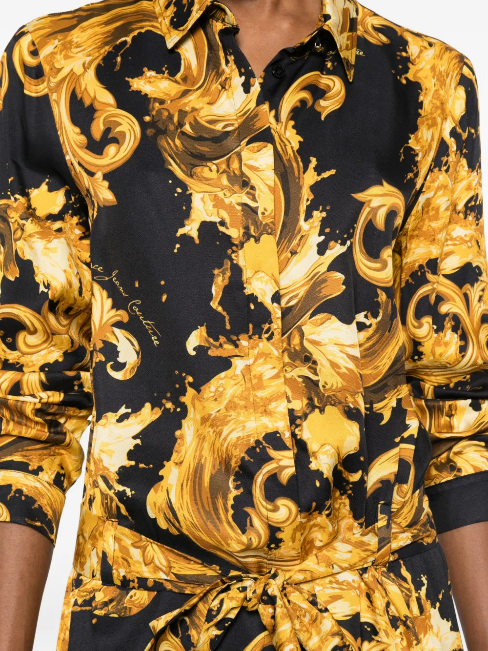 Versace Jeans Couture Mini-jurk met ceintuur en print Goud