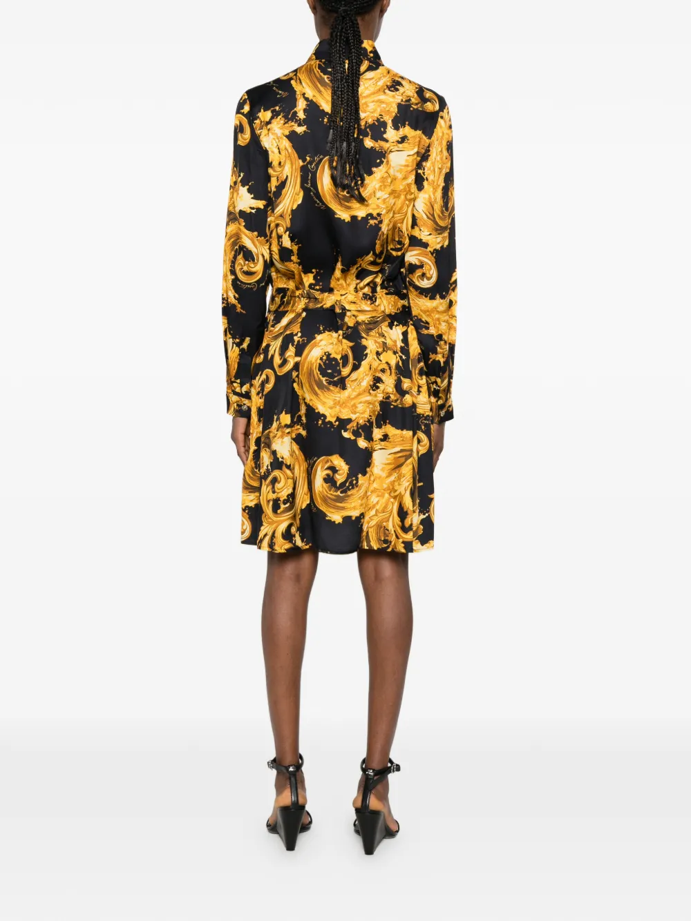 Versace Jeans Couture Mini-jurk met ceintuur en print Goud