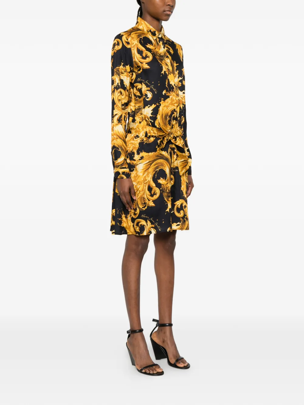 Versace Jeans Couture Mini-jurk met ceintuur en print Goud