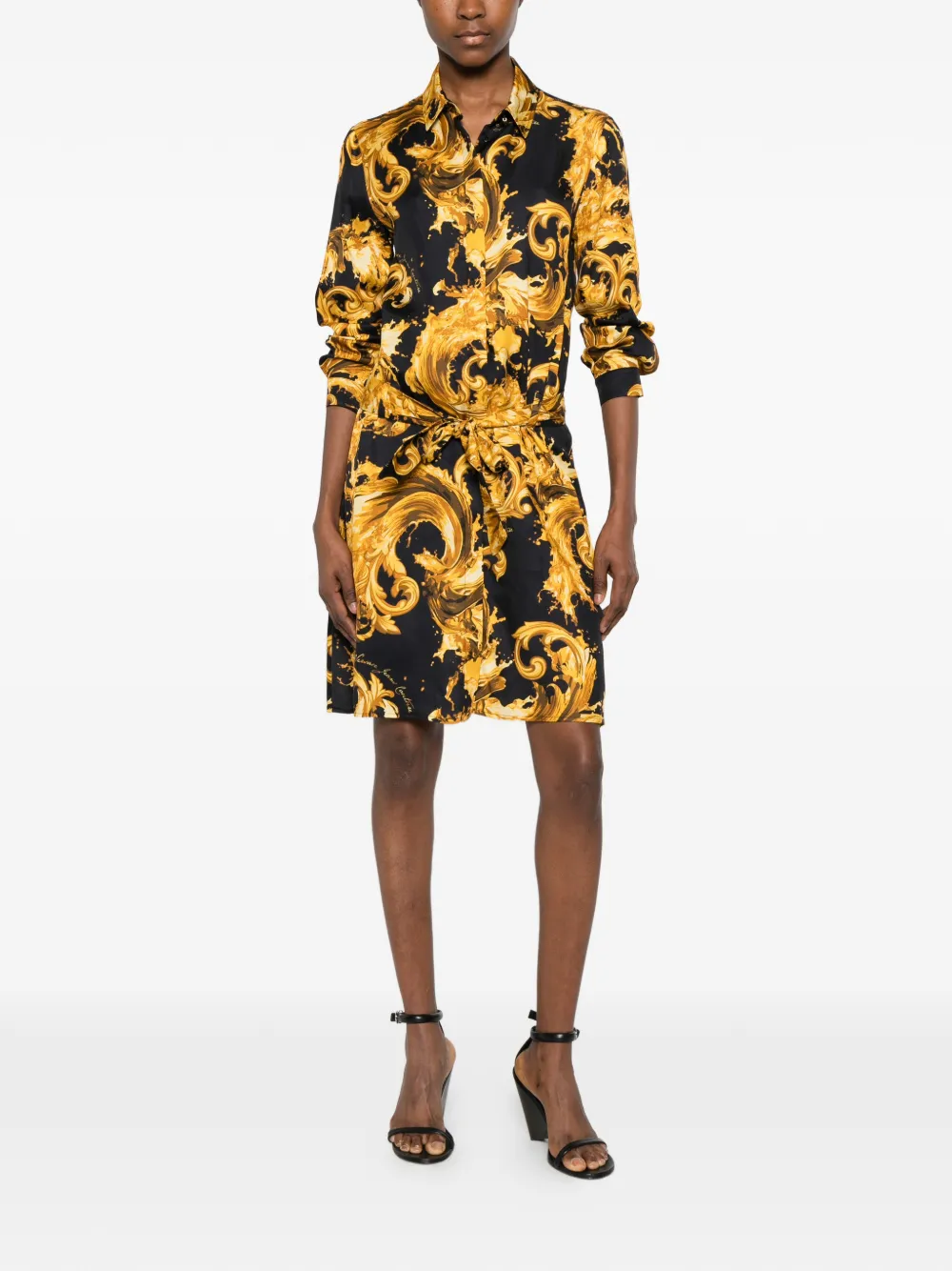 Versace Jeans Couture Mini-jurk met ceintuur en print Goud