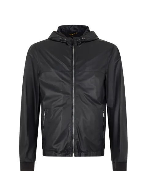 Moorer hooded leather jacket