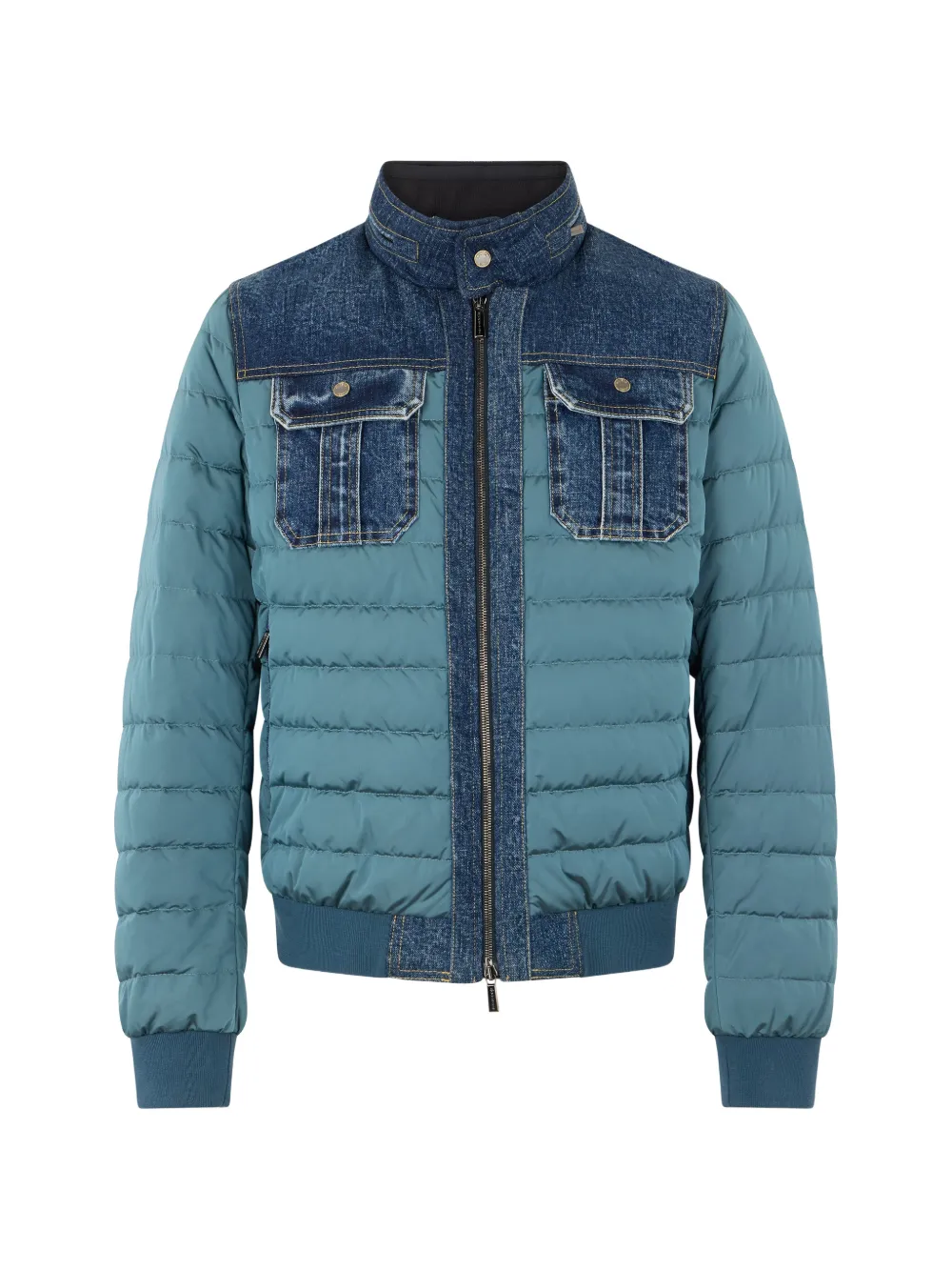 Moorer striped padded jacket - Blu