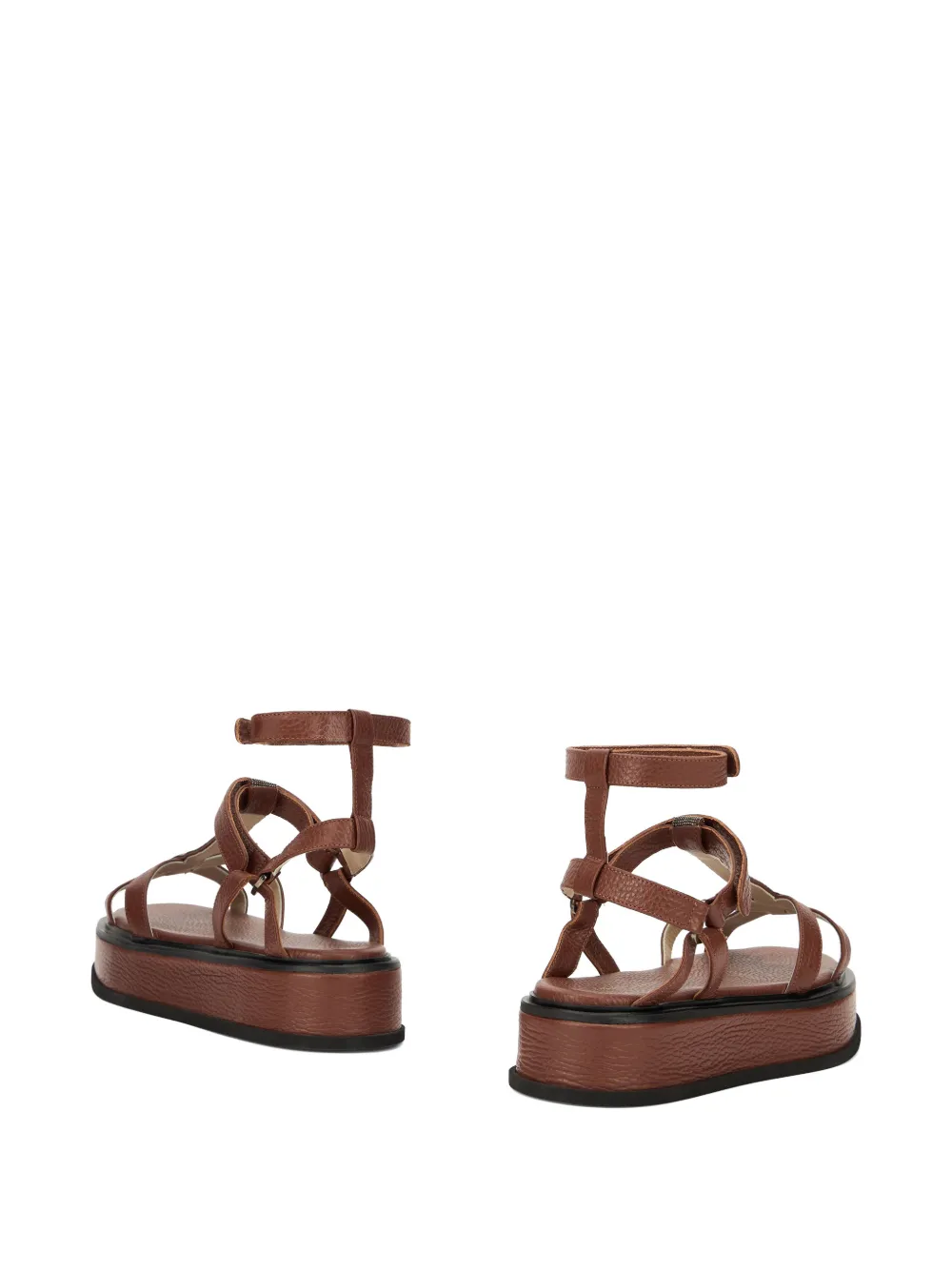 Fabiana Filippi Leren sandalen met geweven bandje Bruin