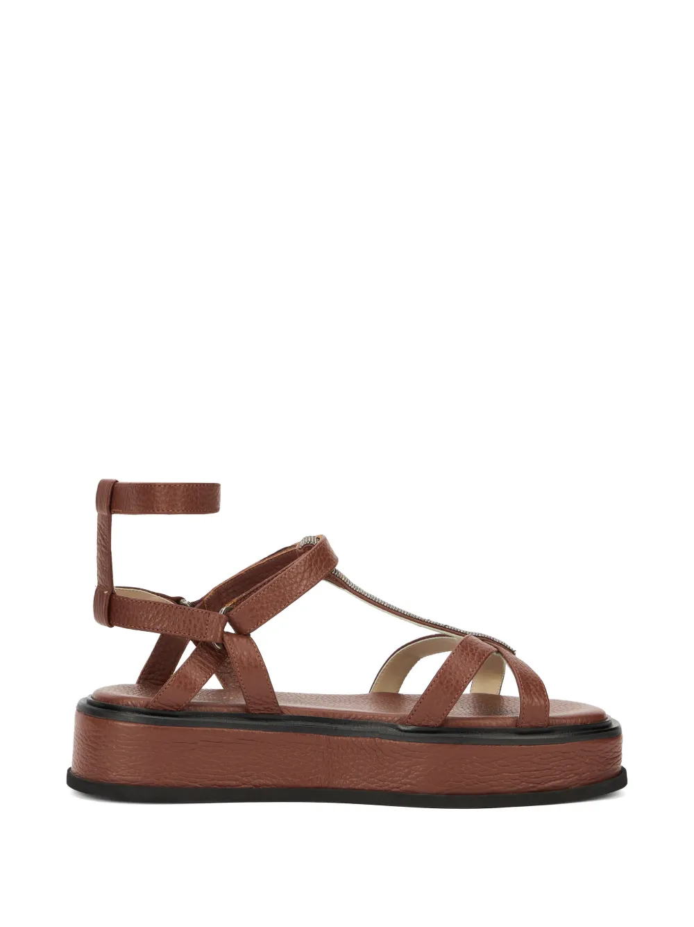 Fabiana Filippi Leren sandalen met geweven bandje Bruin