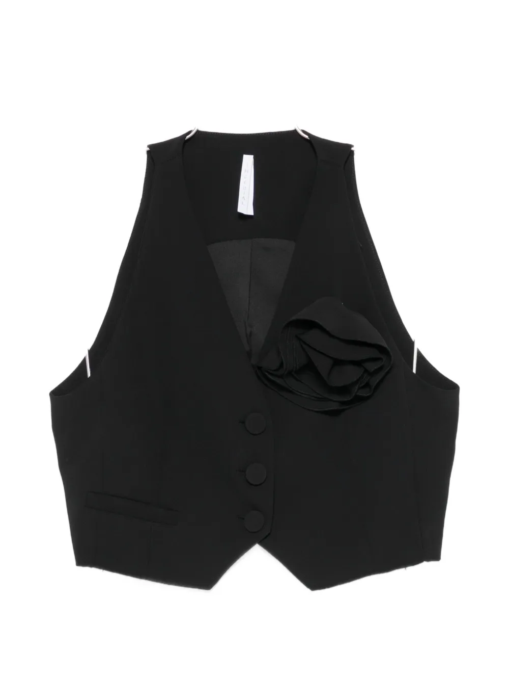 IMPERIAL floral-appliqué cropped top - Nero