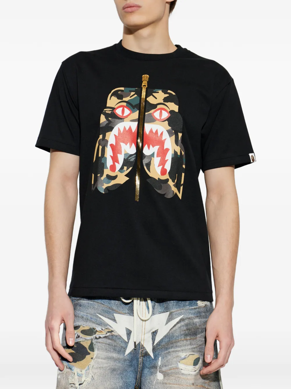 A BATHING APE 1st Camo Tiger T-shirt met grafische print Zwart
