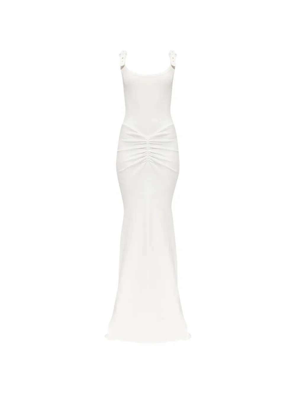 Versace Jeans Couture buckle-straps sleeveless maxi cotton dress - Bianco