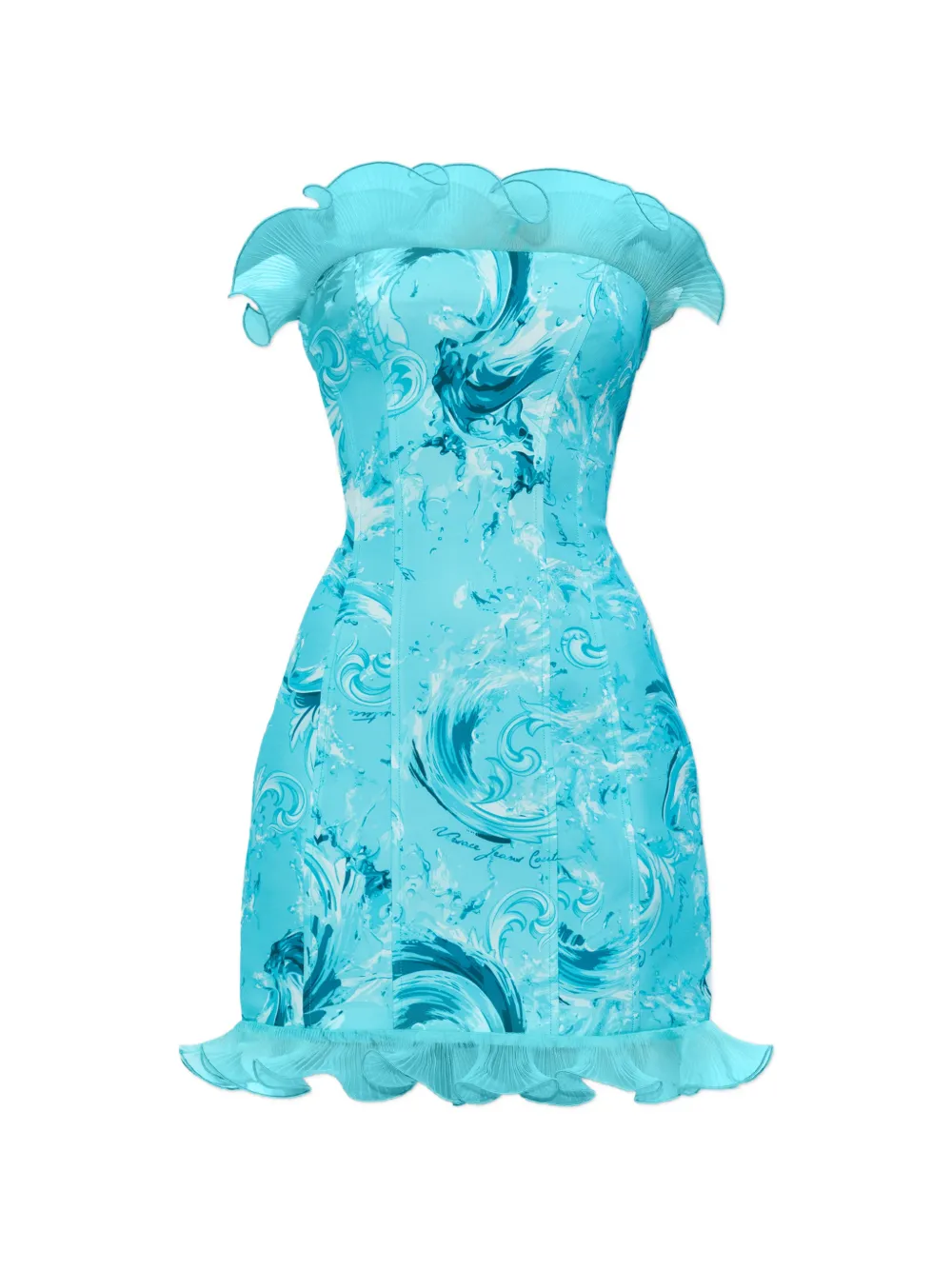 Versace Jeans Couture off-shoulder patterned mini dress - Blu