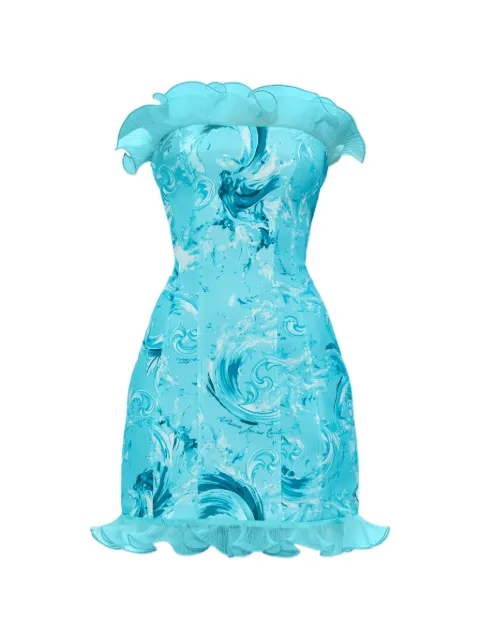Versace Jeans Couture off-shoulder patterned mini dress