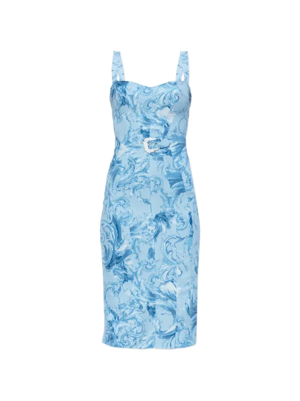 versace collection blue dress Jeans Couture Buckle Print | Shoes