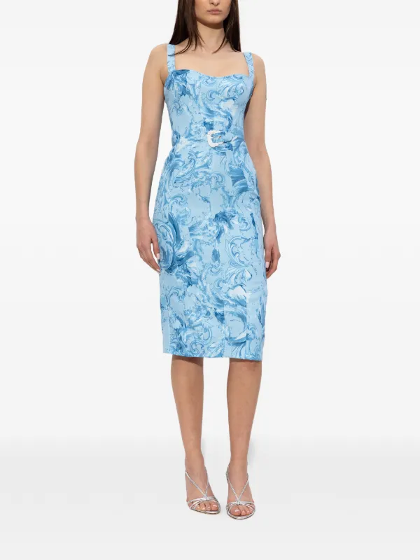 Versace Jeans Couture Vestido Com Estampa De Fivela | Azul