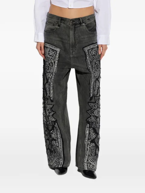 R13 bandana-appliqué jeans