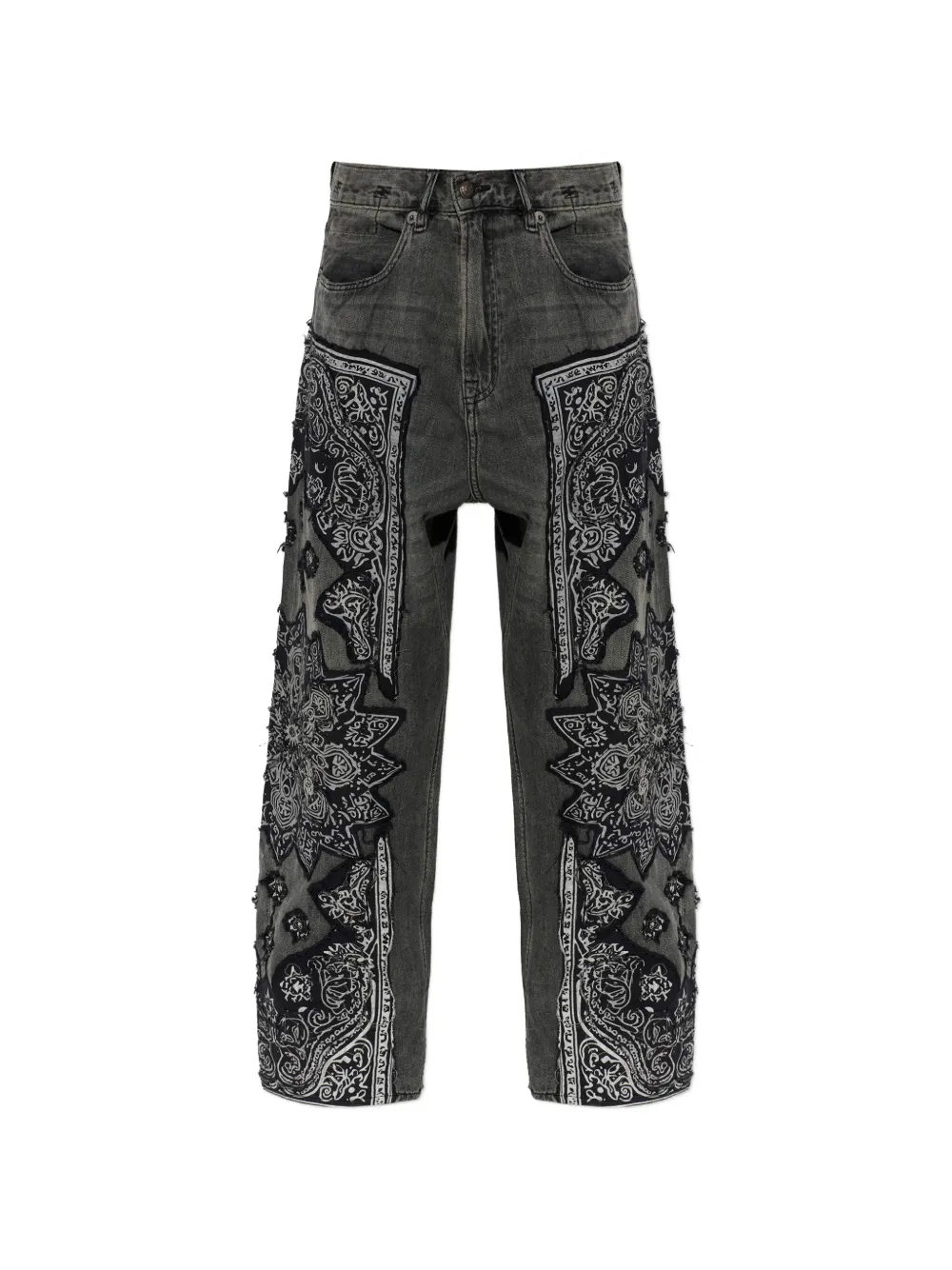 R13 bandana-appliqué jeans - Grau