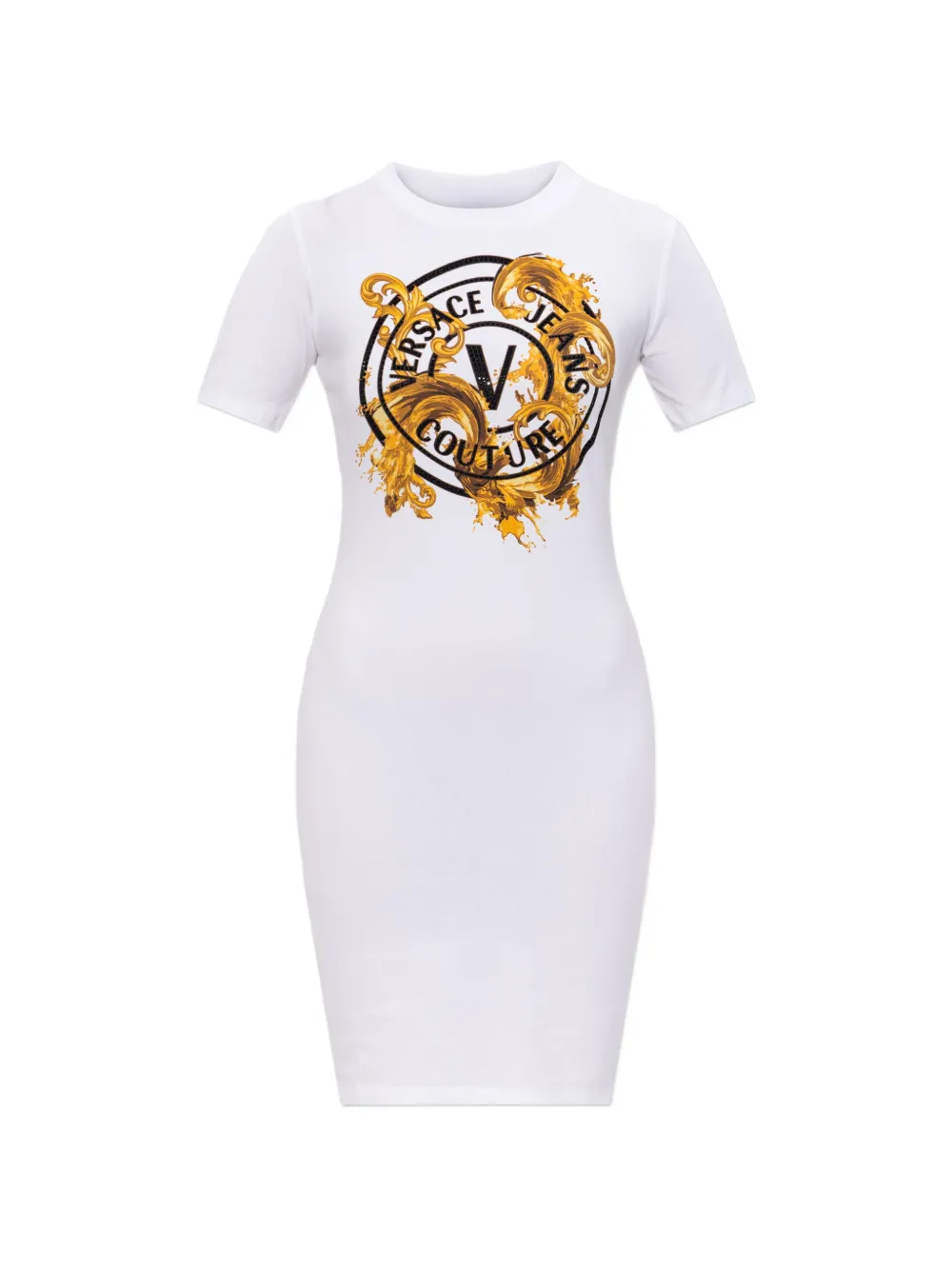 Versace Jeans Couture logo-print mini dress - Bianco