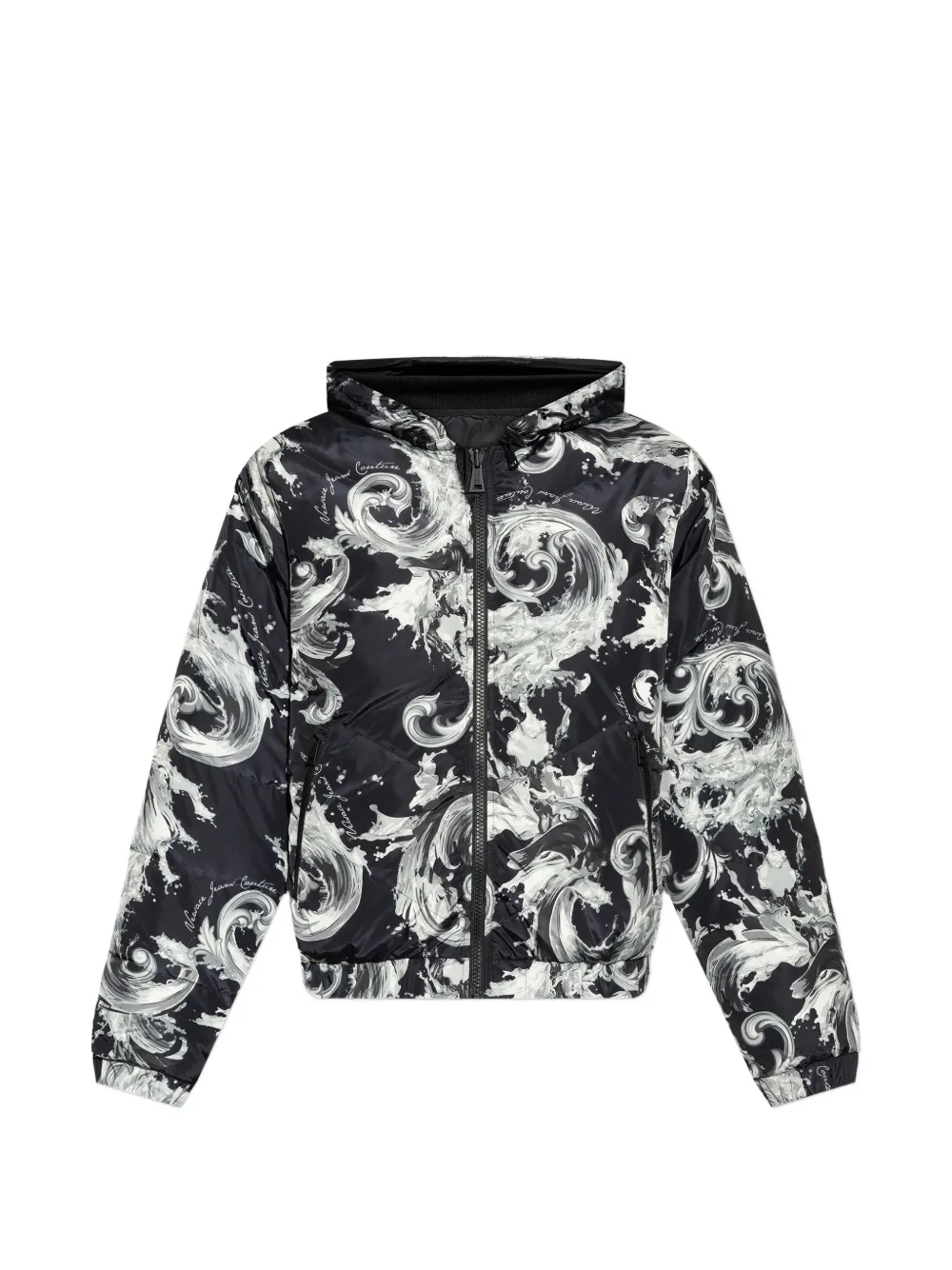 Versace Jeans Couture print-detail hooded padded jacket - Schwarz
