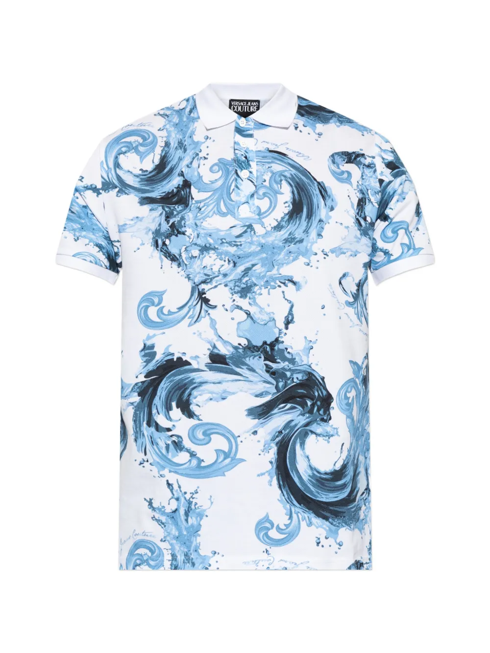 Versace Jeans Couture Barocco-print polo shirt - Blu