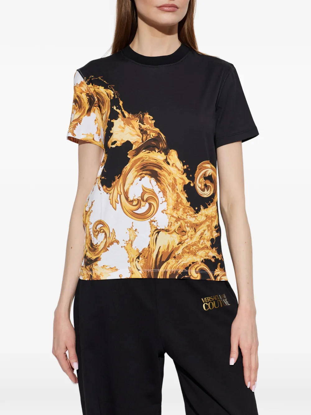 Versace Jeans Couture T-shirt met barokprint Zwart