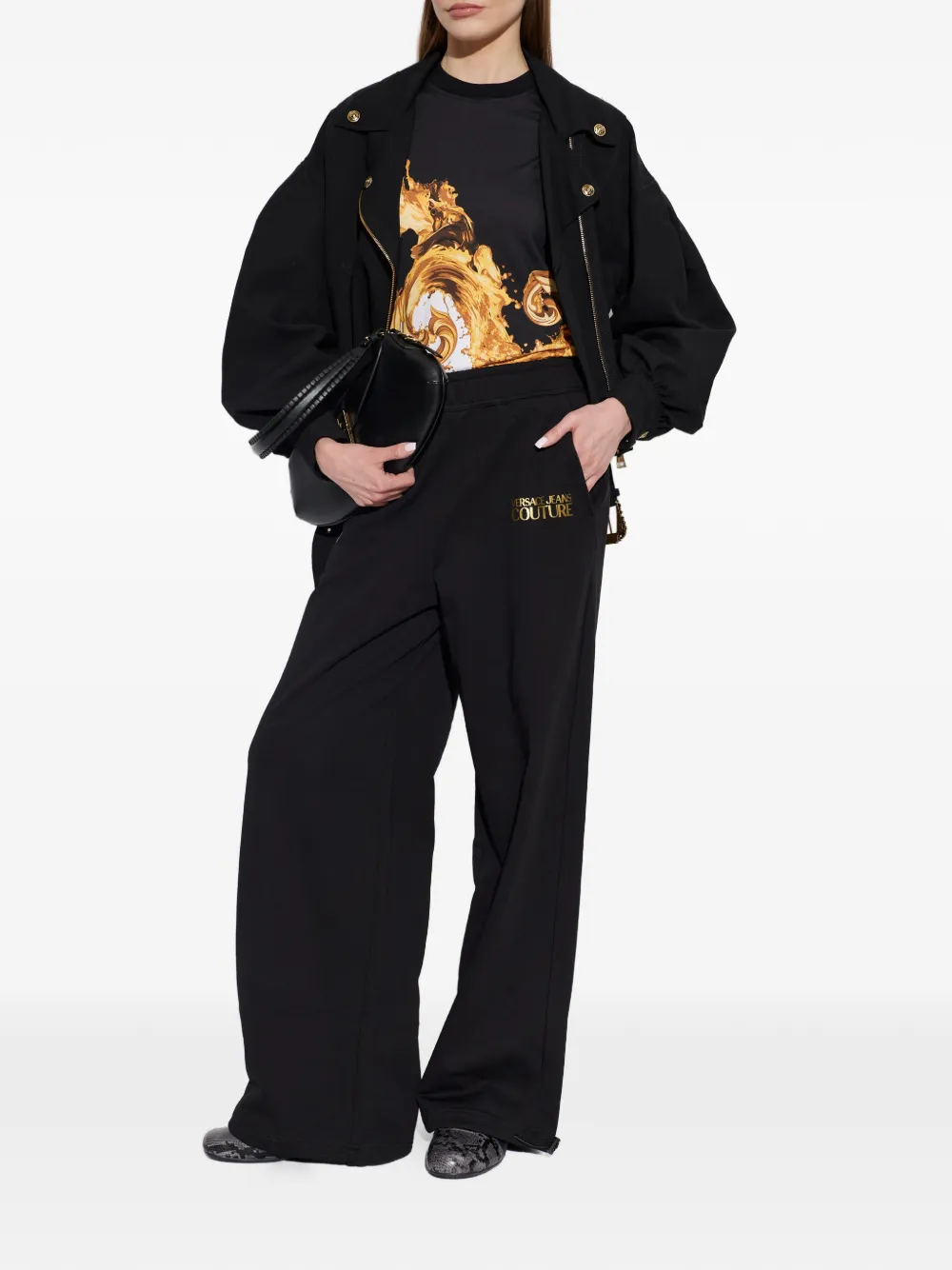 Versace Jeans Couture T-shirt met barokprint Zwart