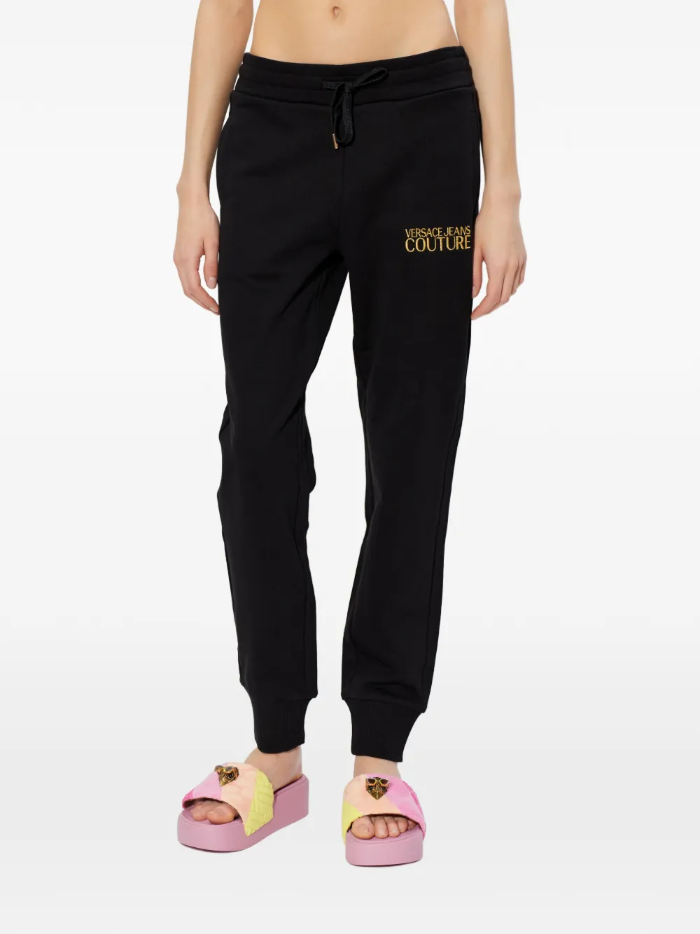 Versace Jeans Couture Trainingsbroek met geborduurd logo Zwart