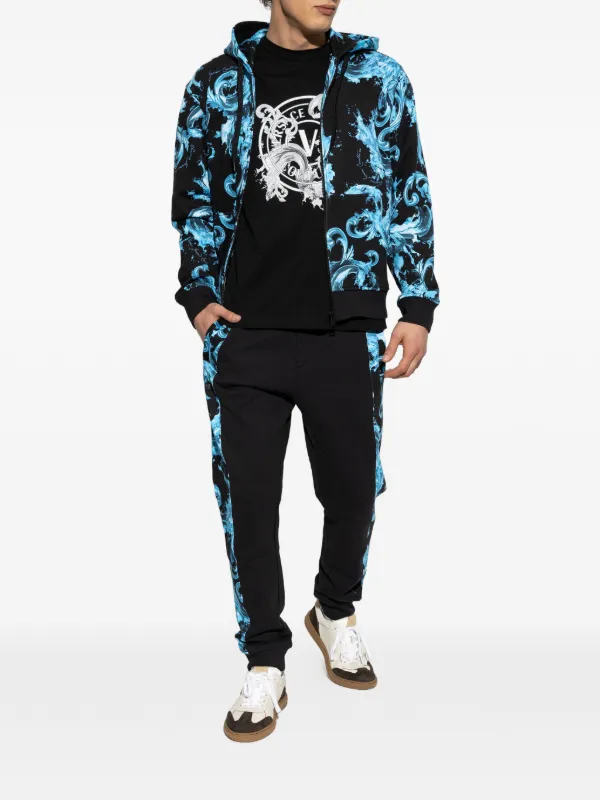 Versace Jeans Couture Barocco-print Hoodie | Black | FARFETCH RO