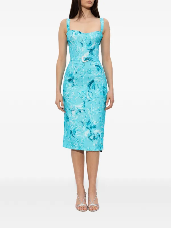versace collection blue dress Atelier The subtly embellished surface lends a refined texture Versace Jeans Couture Floral Belted