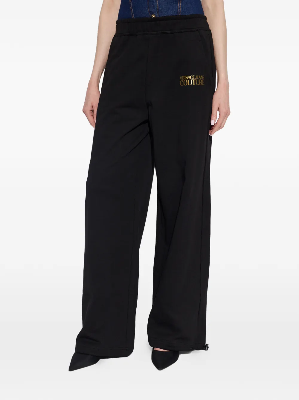 Versace Jeans Couture Broek met logo Zwart