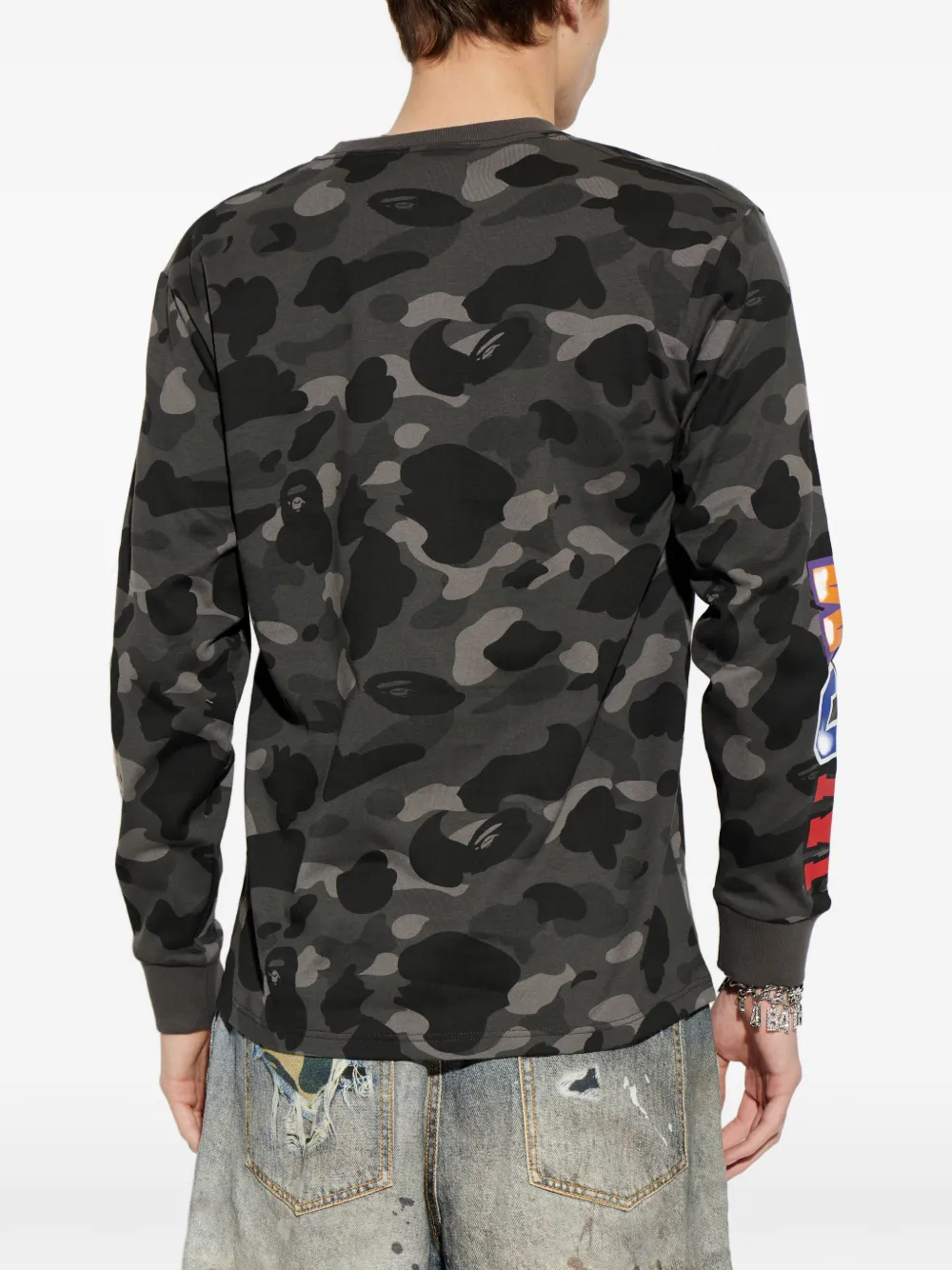 A BATHING APE T-shirt met camouflageprint en haaiendetail Zwart