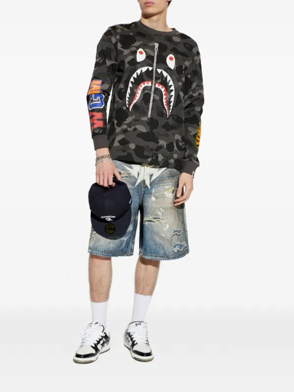 A BATHING APE® カモフラージュ シャーク Tシャツ | ブラック